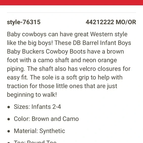 Like new baby camo cowboy boots! Worn once! - Picture 6 of 13